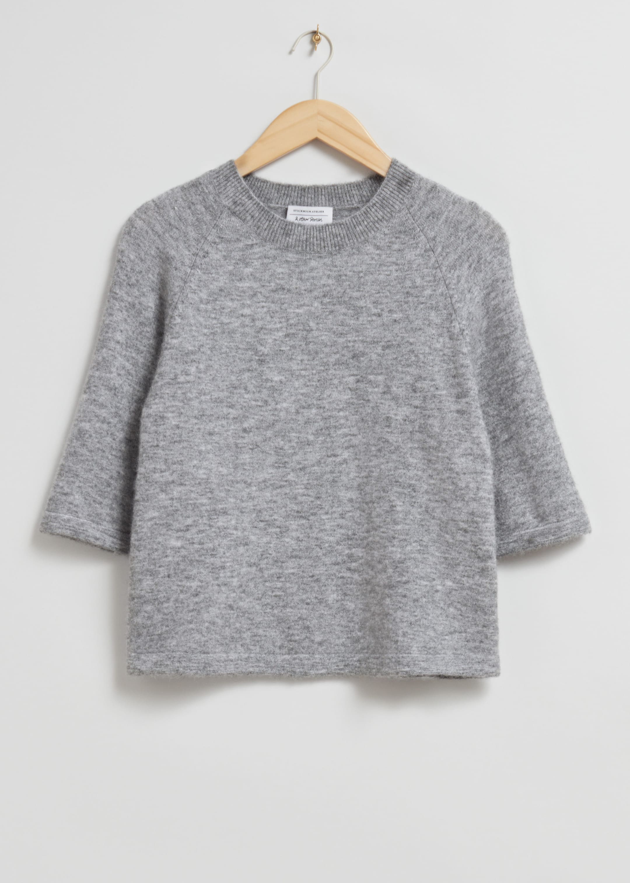 Boxy Alpaca Knit T-Shirt - Light Blue Melange - Still Life