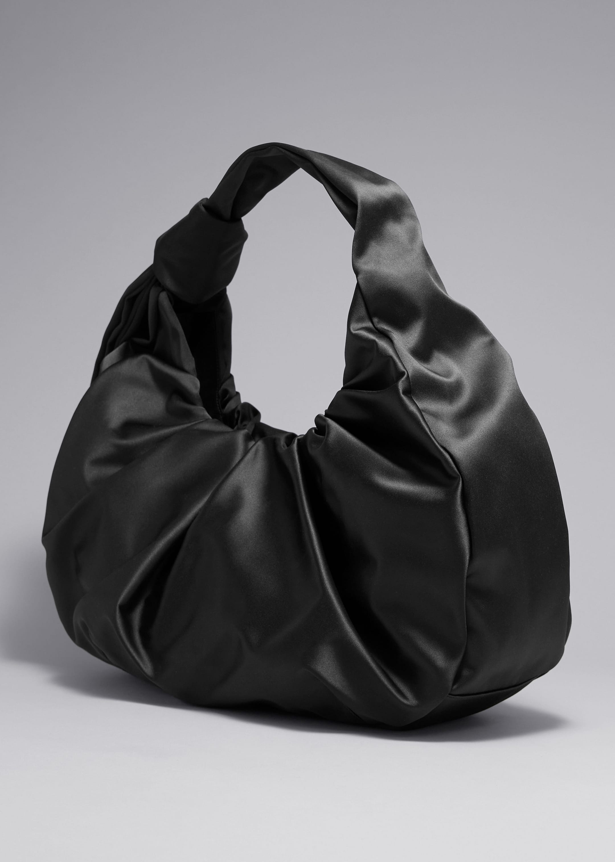 Large Satin Shoulder Bag - Black - Still Life