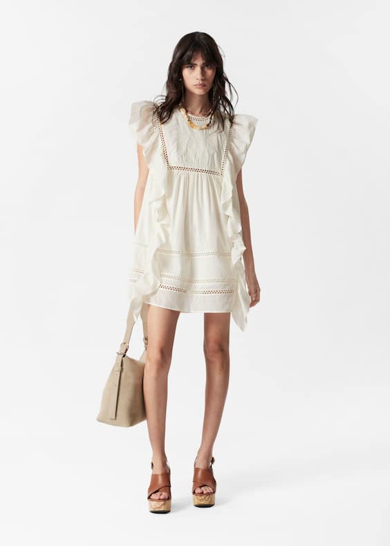 Embroidered Ruffle Mini Dress