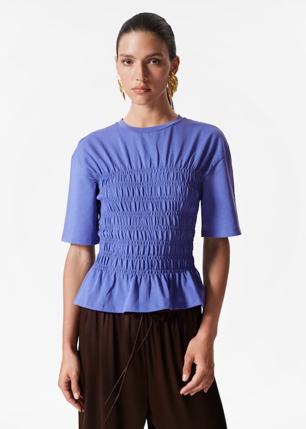 Smocked Crewneck Top