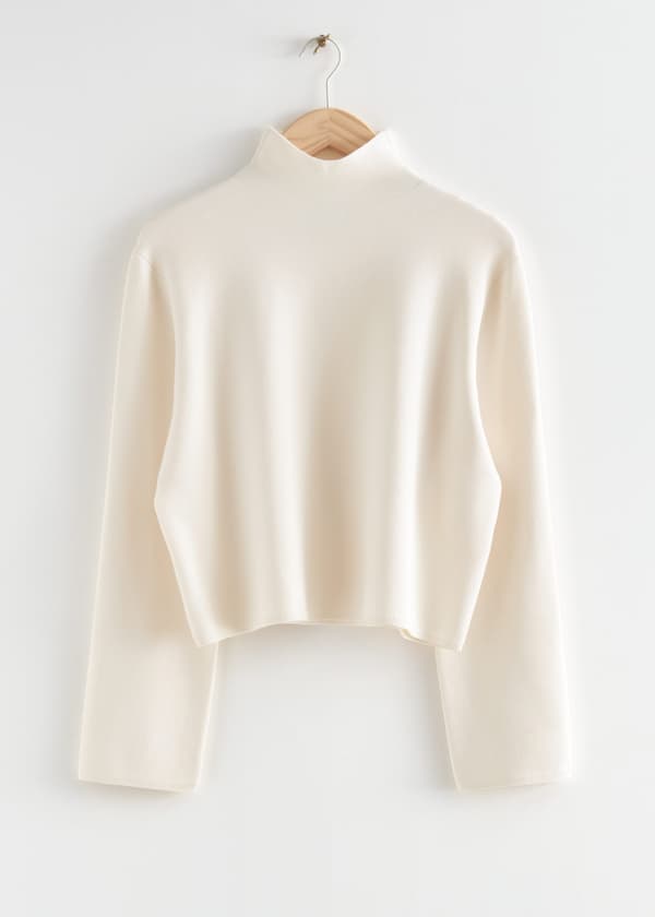 Boxy Turtleneck Knit Sweater