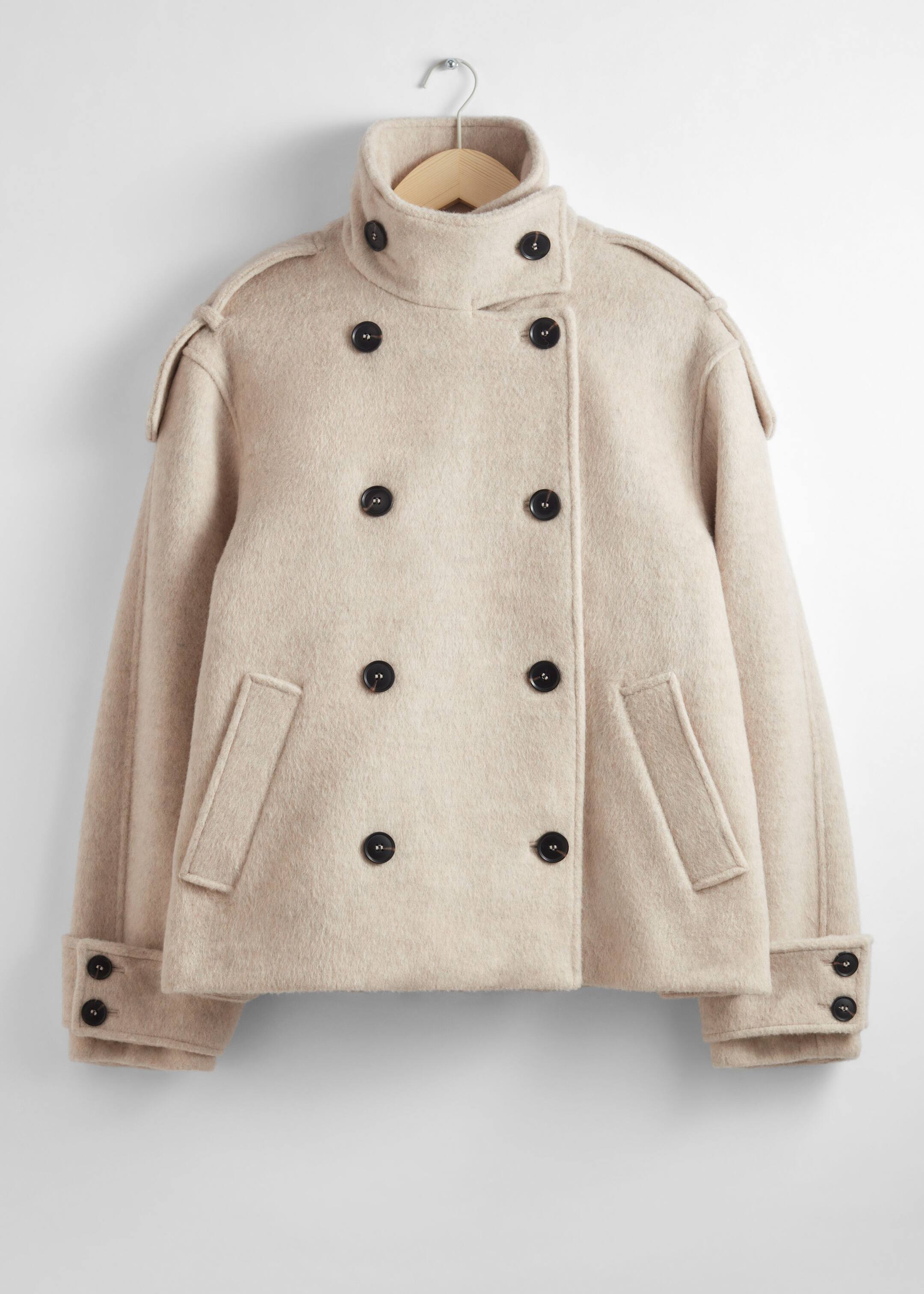 Double Breasted Wool Jacket Light Beige Other Stories NL