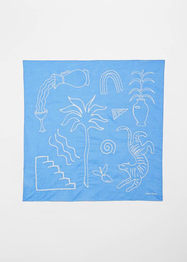 Embroidered Cotton-Voile Scarf