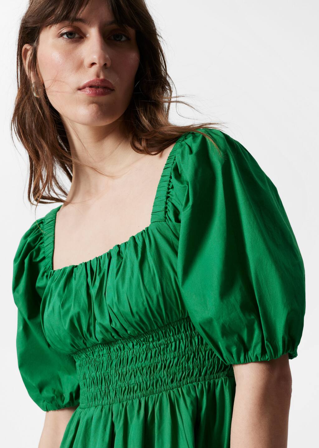 Puff-Sleeve Midi Dress - Green - Midi dresses - & Other Stories
