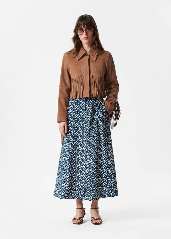Buttoned A-Line Midi Skirt