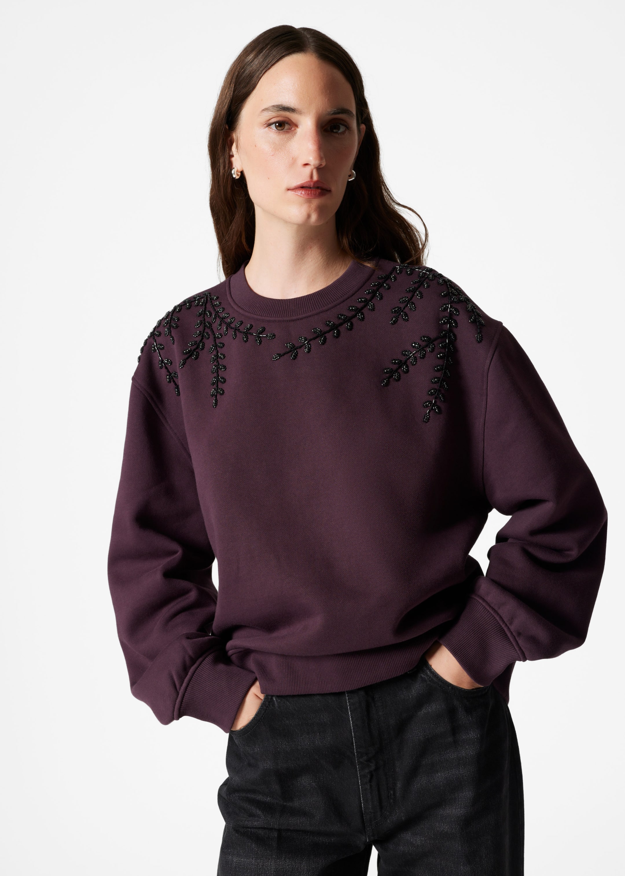 Image of Rhinestone-Embroidered Sweatshirt