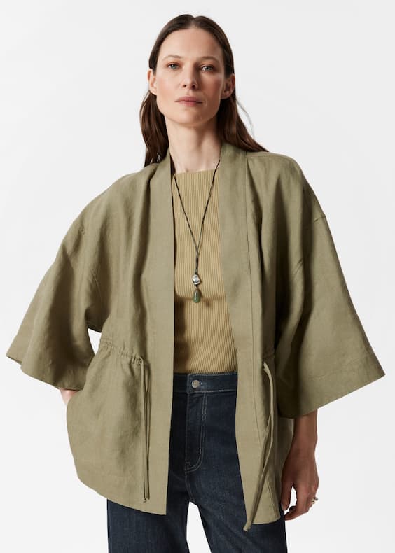 Drawstring Linen Blazer