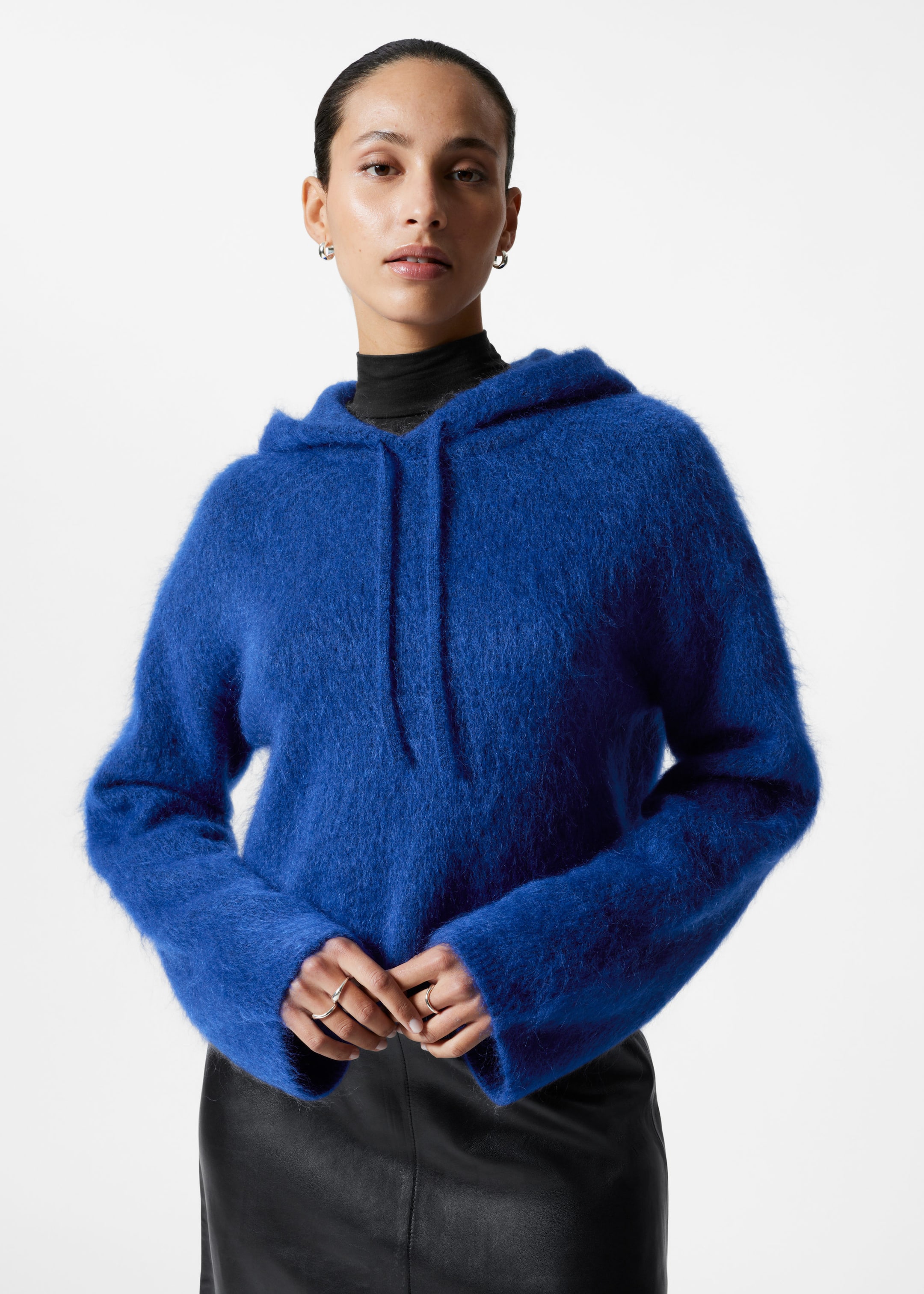 Knitted Mohair-Blend Hoodie - Charcoal - Lookbook