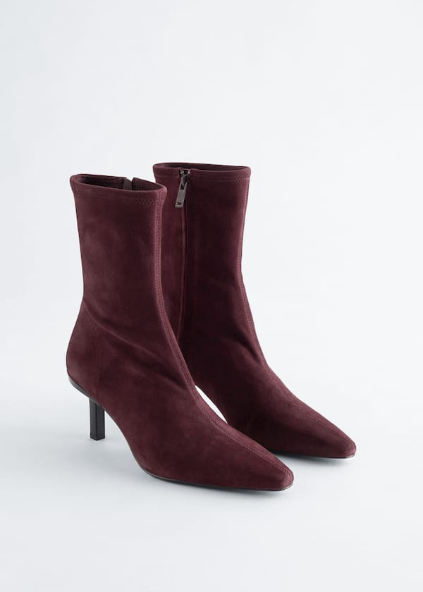 Stretch-Leather Ankle Boots