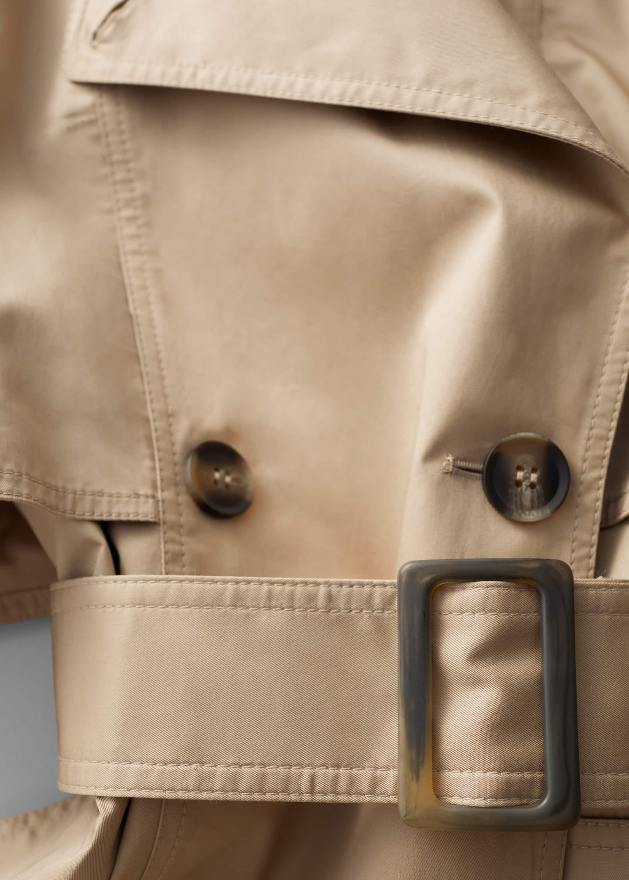 Buckle-Belt Trench Coat - {{variantName}} - Descriptive Detail