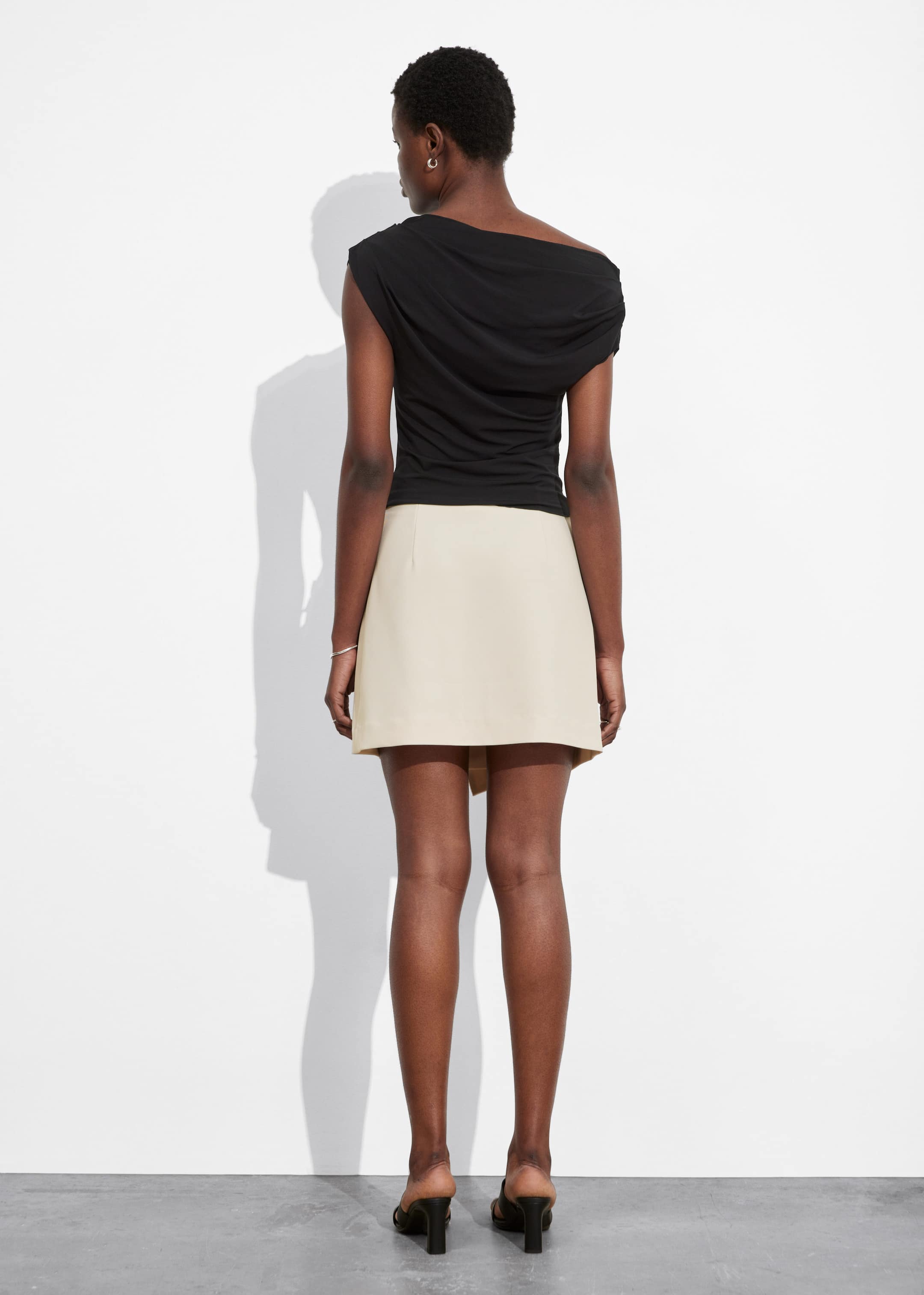 Tailored Mini Wrap Skirt - Beige - Lookbook