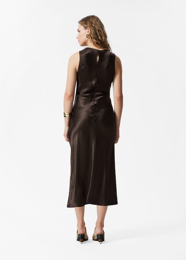 Draped Satin Midi Dress