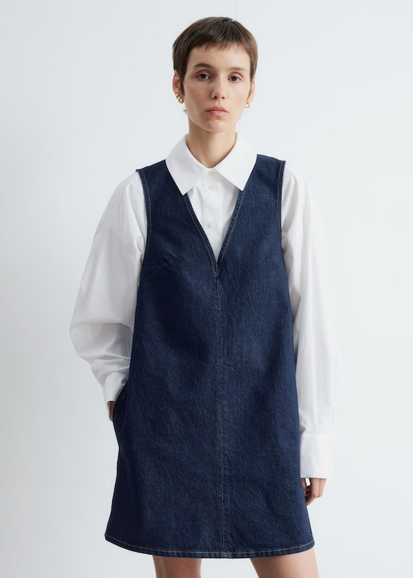 V-Neck Denim Mini Dress