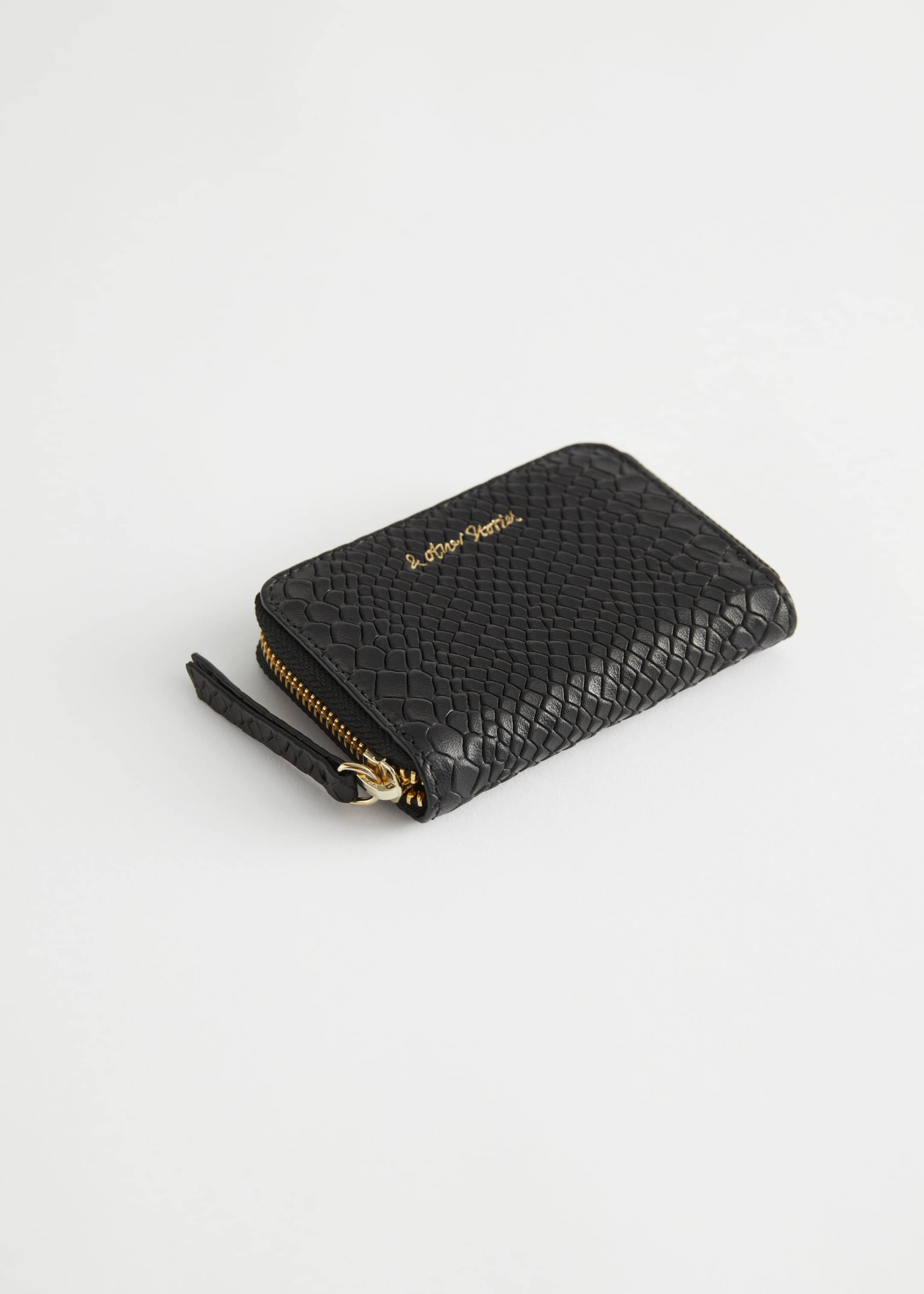 Snake Embossed Leather Wallet - Cream - Still Life