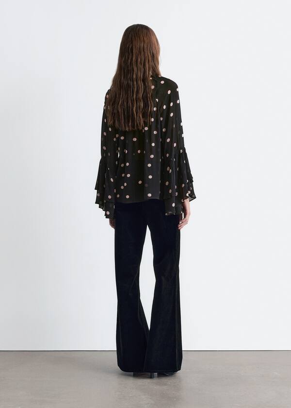 Flounced Stand-Collar Blouse