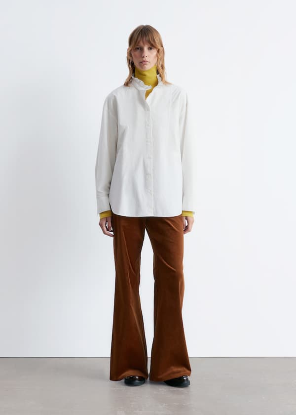 Long Stand-Collar Cotton Shirt