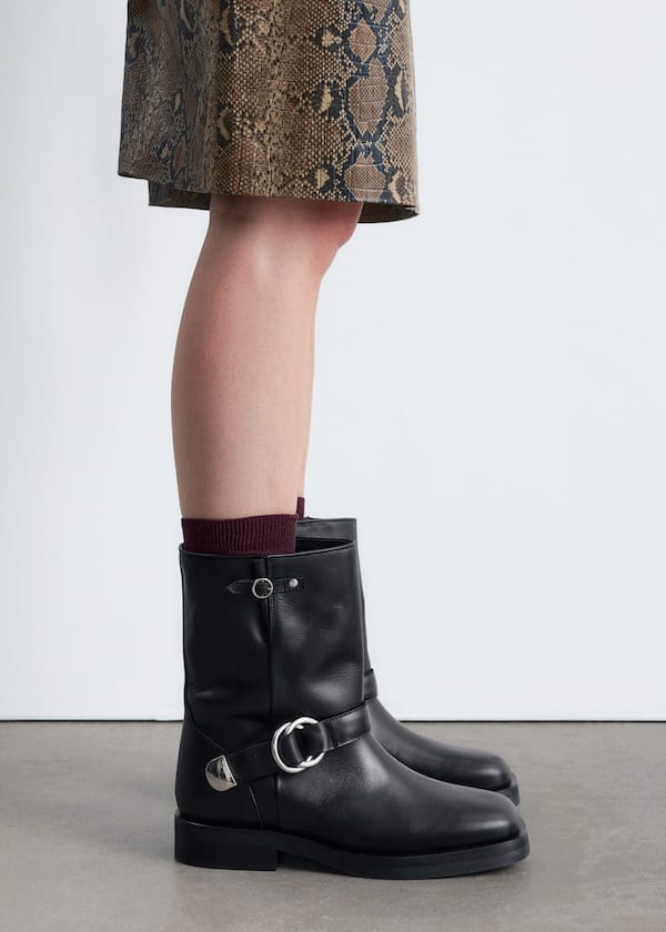 Leather Biker Boots