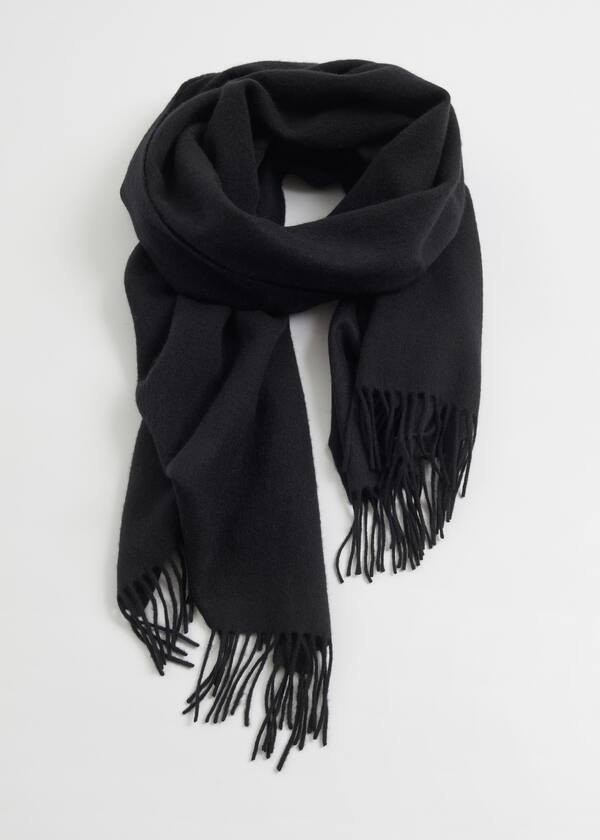 Fringed Wool Blanket Scarf