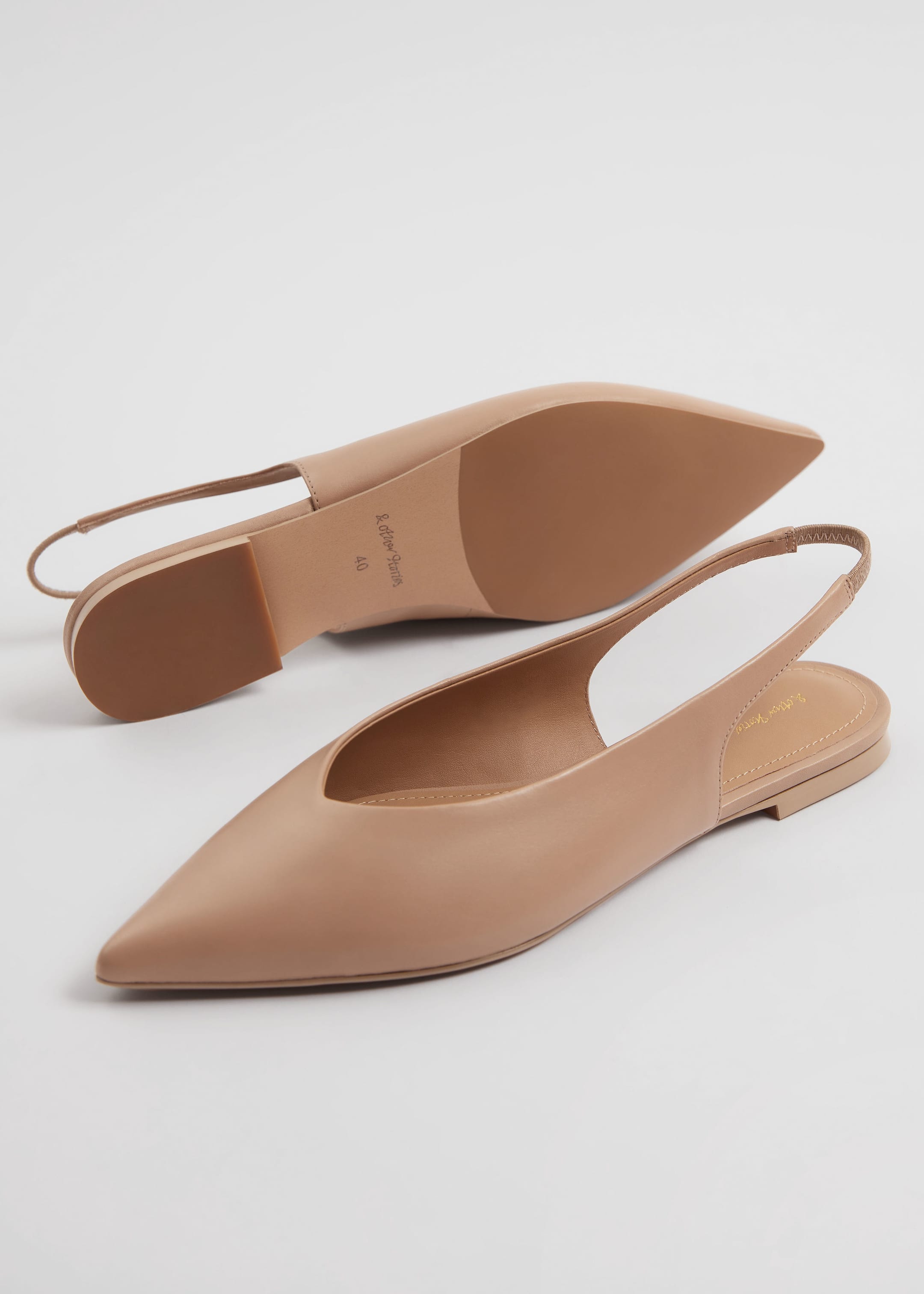 Pointy Leather Slingback Flats - {{variantName}} - Descriptive Detail