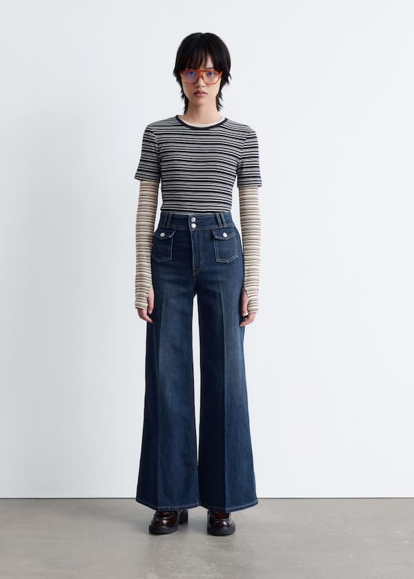 Press-Crease Flared Jeans