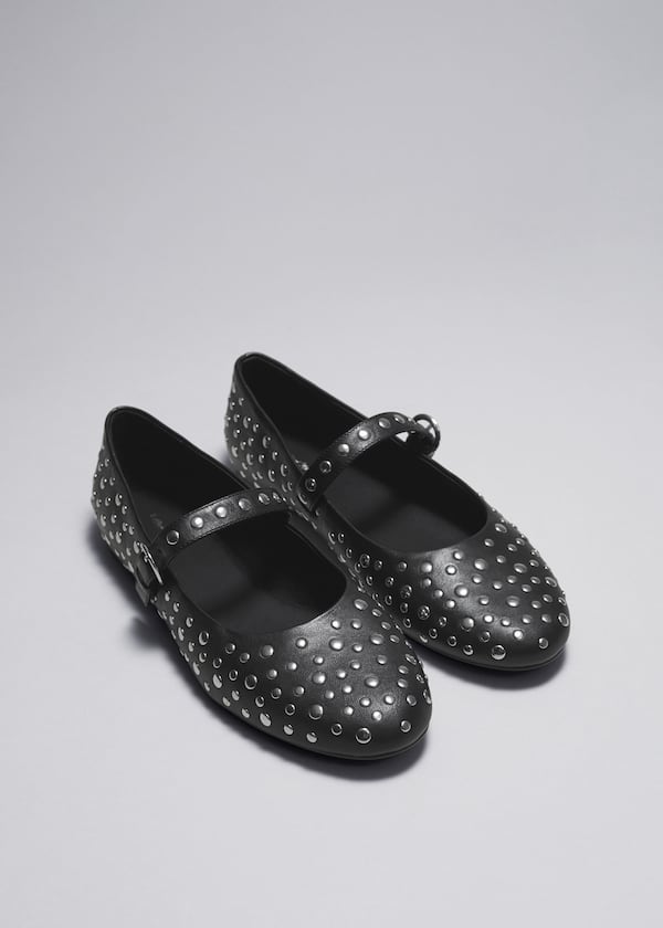 Studded Leather Ballet Flats