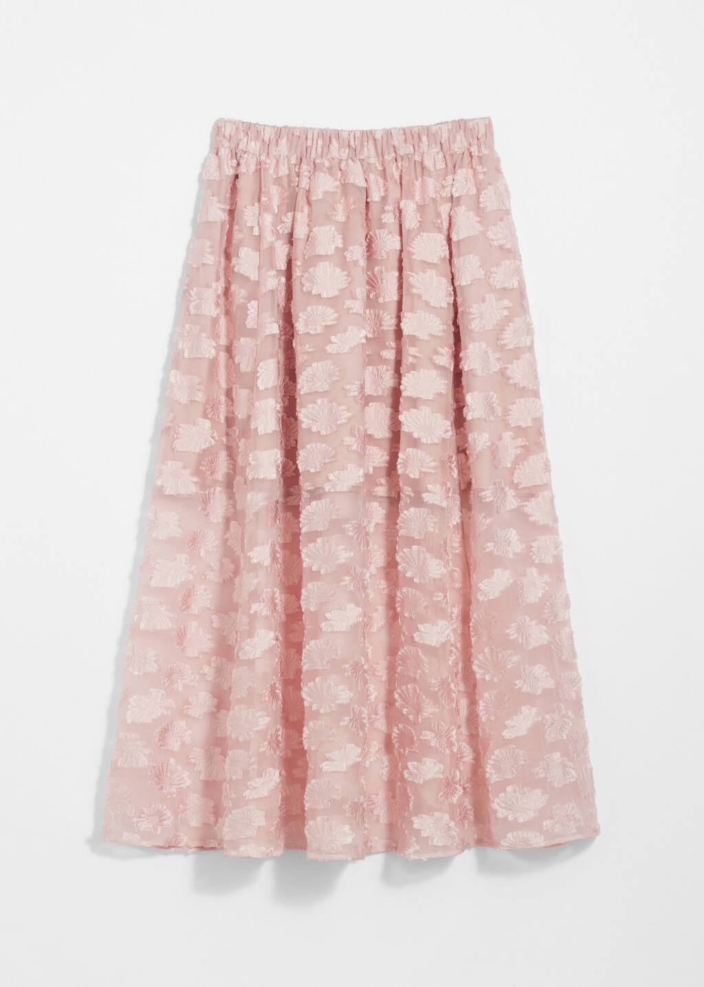 & Other Stories ♥ Floral Applique Mesh Midi Skirt Floral-Appliqué Midi Skirt - Pink - Midi skirts - & Other