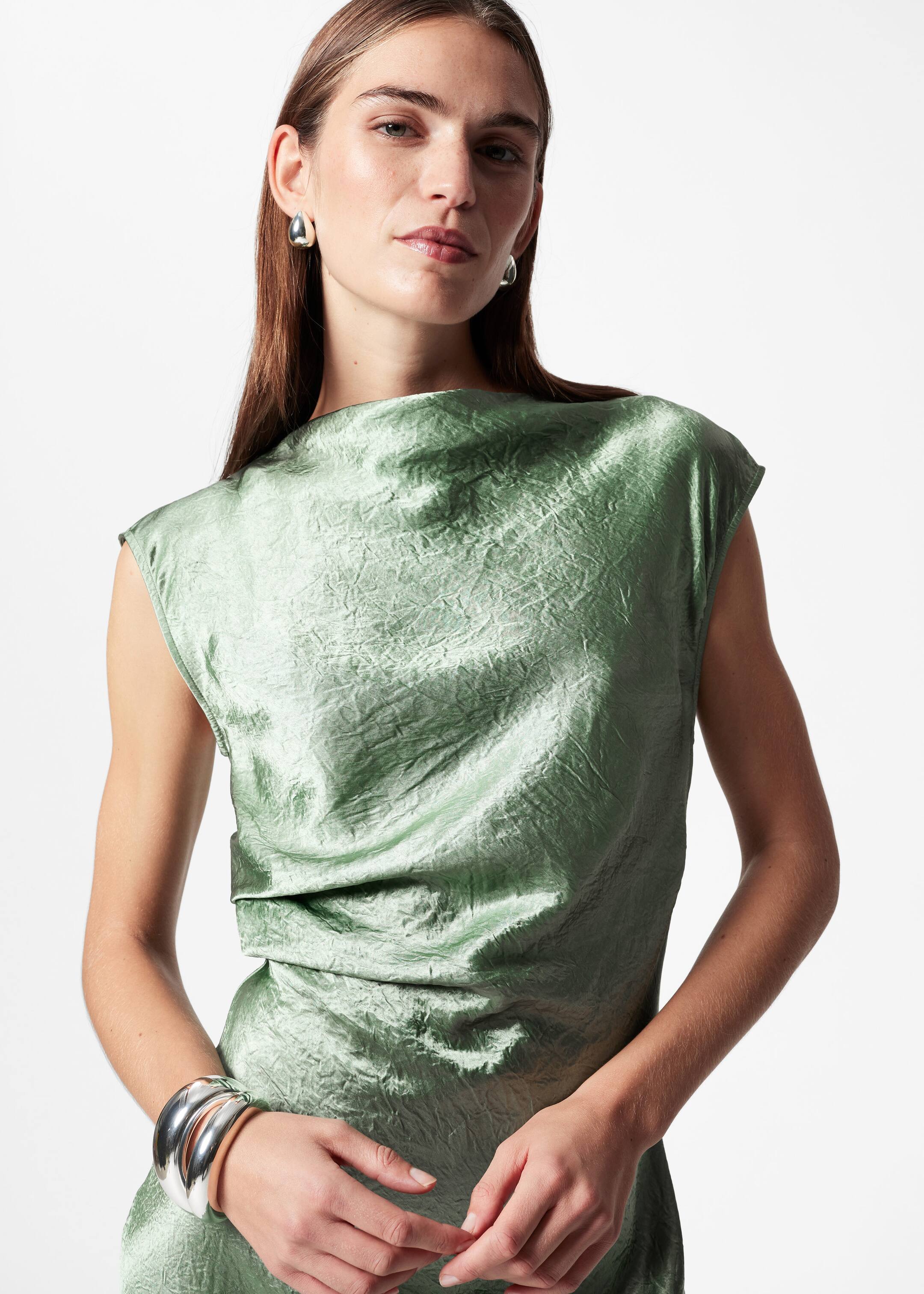 Bias-Cut Satin Midi Dress - Green - Lookbook