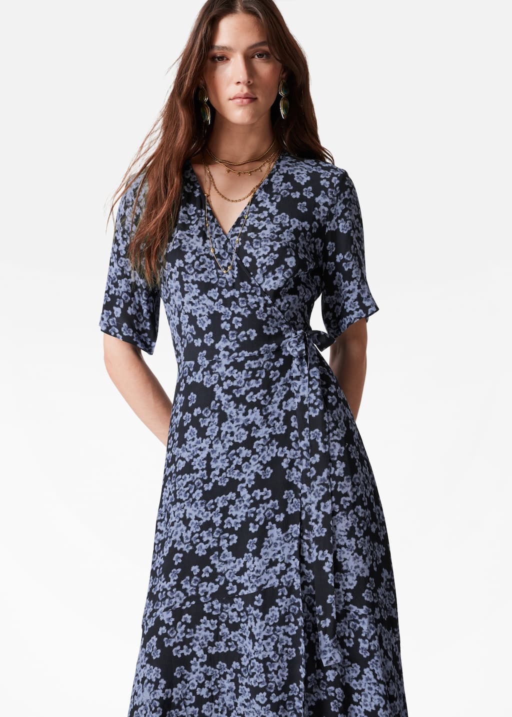 Wrap Midi Dress - Blue Floral - Midi dresses - & Other Stories