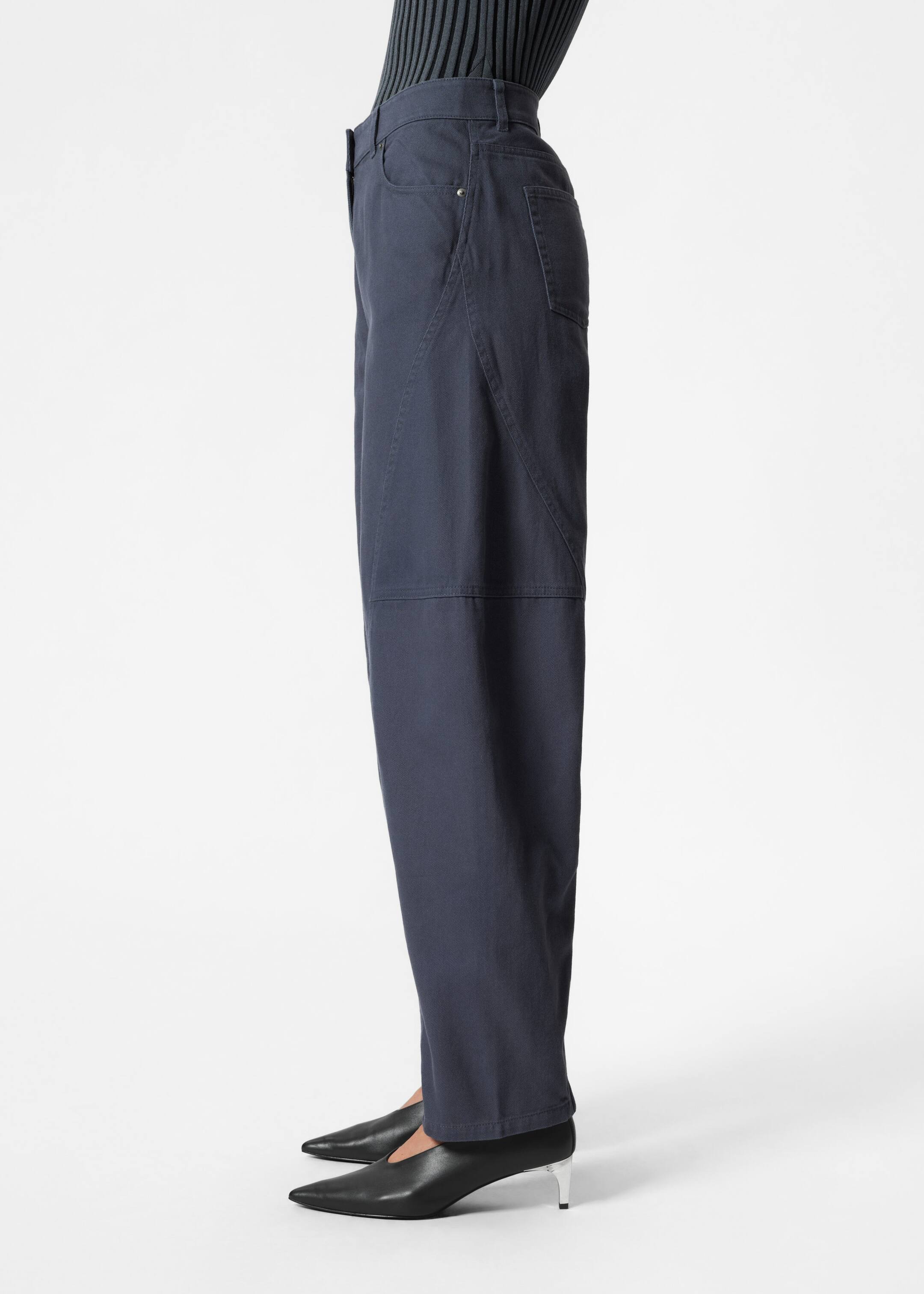 Zipped Barrel-Leg Twill Trousers - Dark Blue - Lookbook