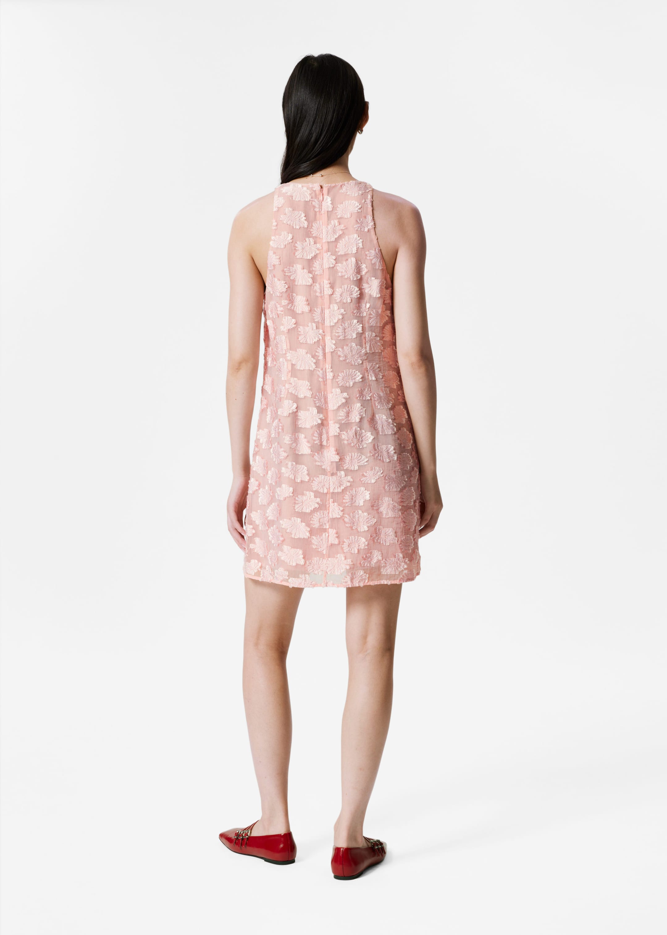 Sleeveless Jacquard Mini Dress - Pink - Lookbook