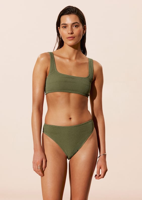 Textured High-Waist Bikini Briefs
