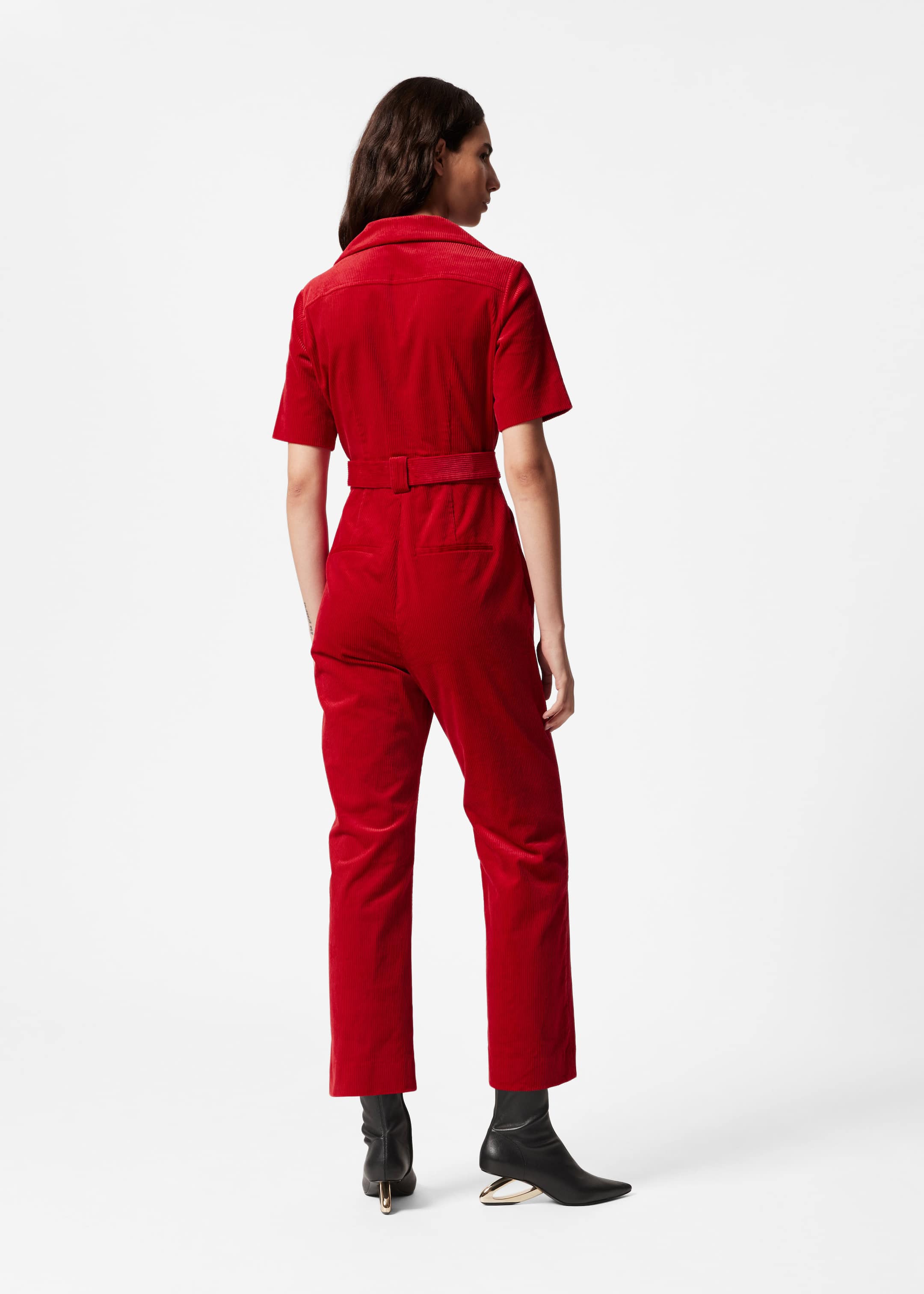 Belted Corduroy Jumpsuit - Navy - Lookbook