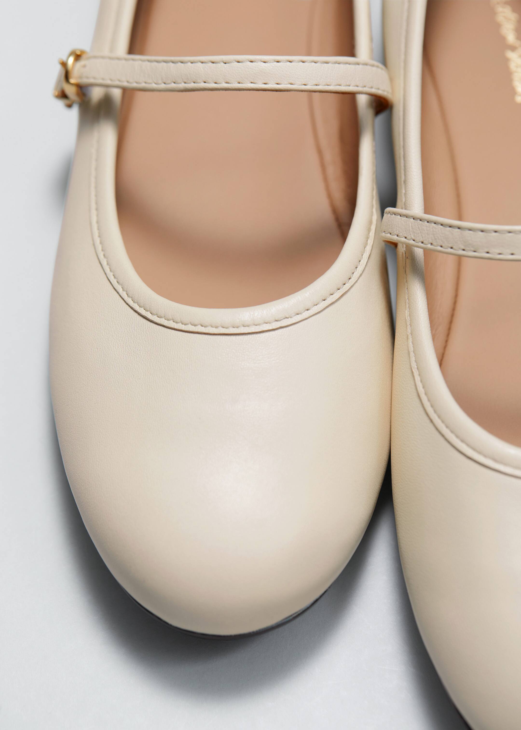 Mary Jane Leather Ballerina Flats - {{variantName}} - Descriptive Detail