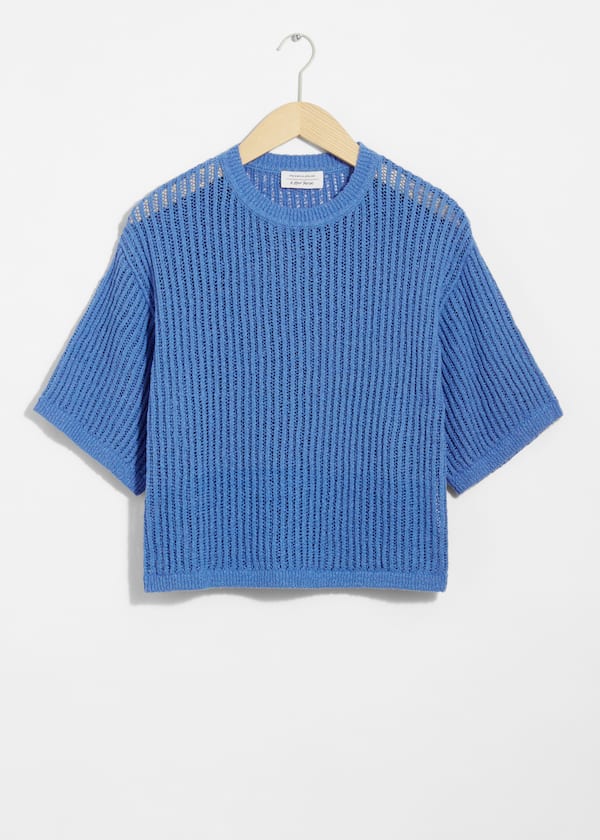 Sheer Rib-Knit T-Shirt