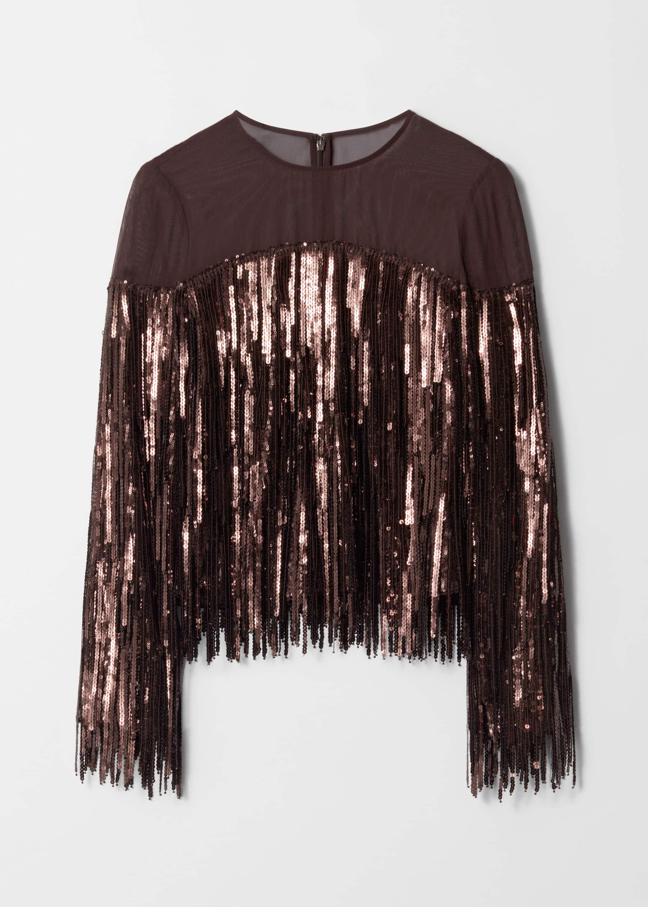 Fringed Sequin Top - Brown - Still Life