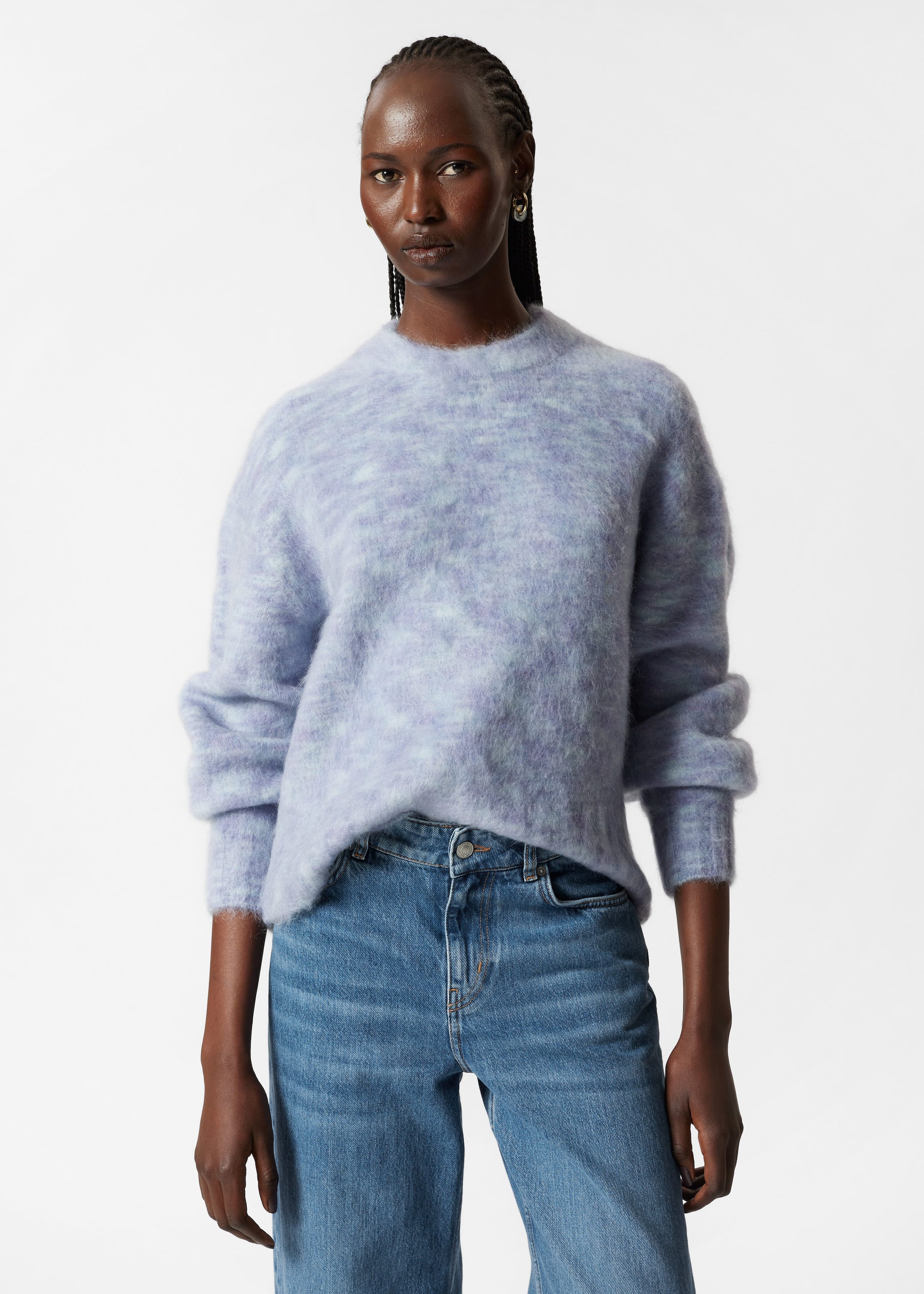 Pull oversize en maille - Bleu clair - Lookbook