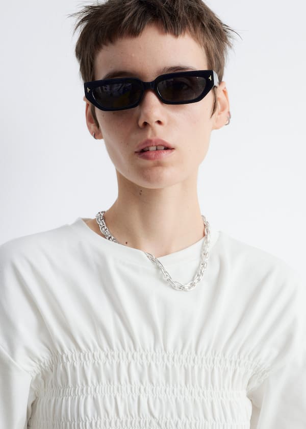 Smocked Crewneck Top