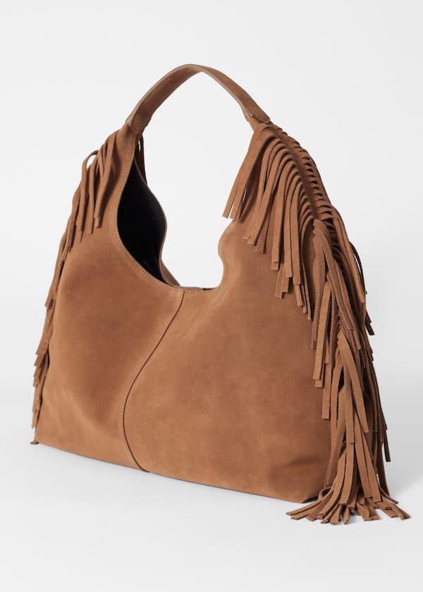Fringed Suede Tote Bag
