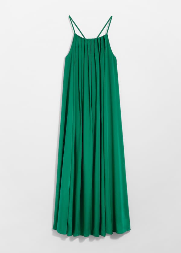Pleated Halterneck Maxi Dress