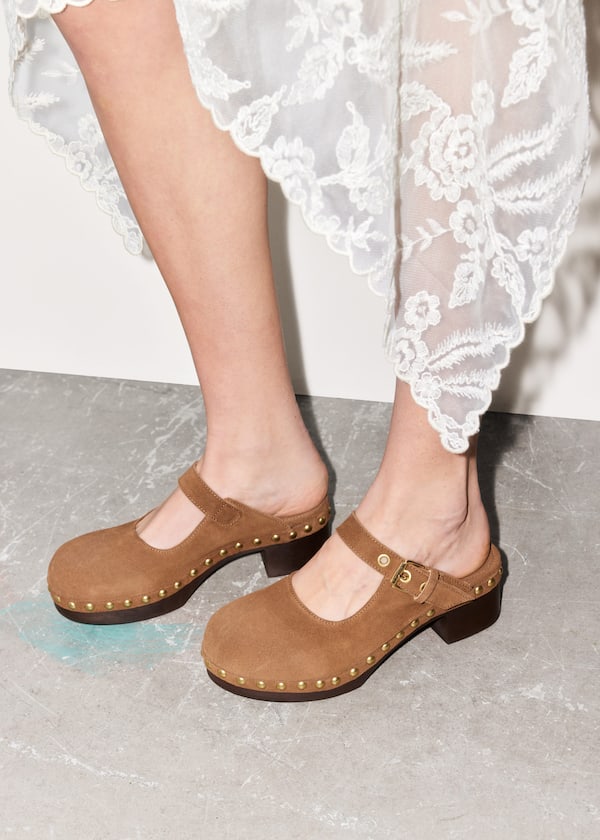 Mary-Jane Leather Mules