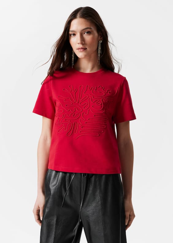 Floral-Appliqué T-Shirt
