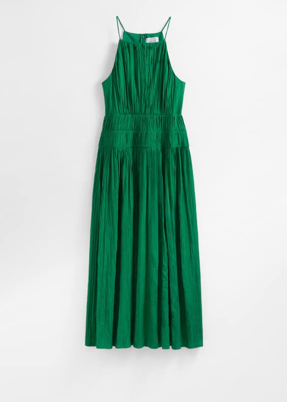 Shirred Sleeveless Midi Dress