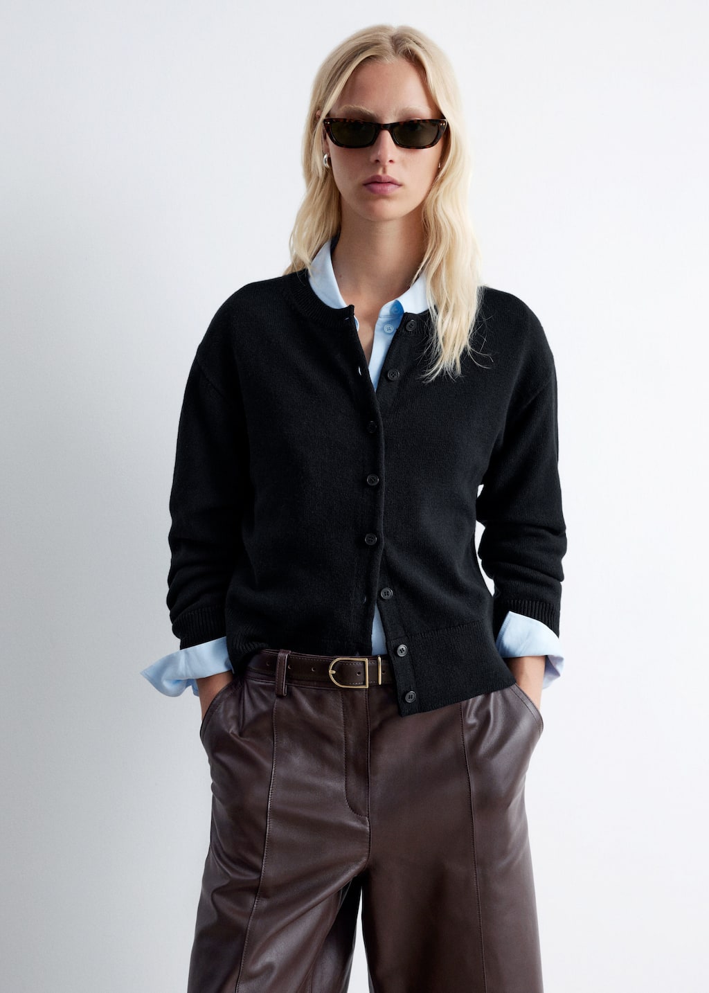 ☆送料・関税込☆INSTANTFUNK★Ms Wool-blend collar cardigan★ MUSINSA | COOR Merino wool polo cardigan (wispy blue)