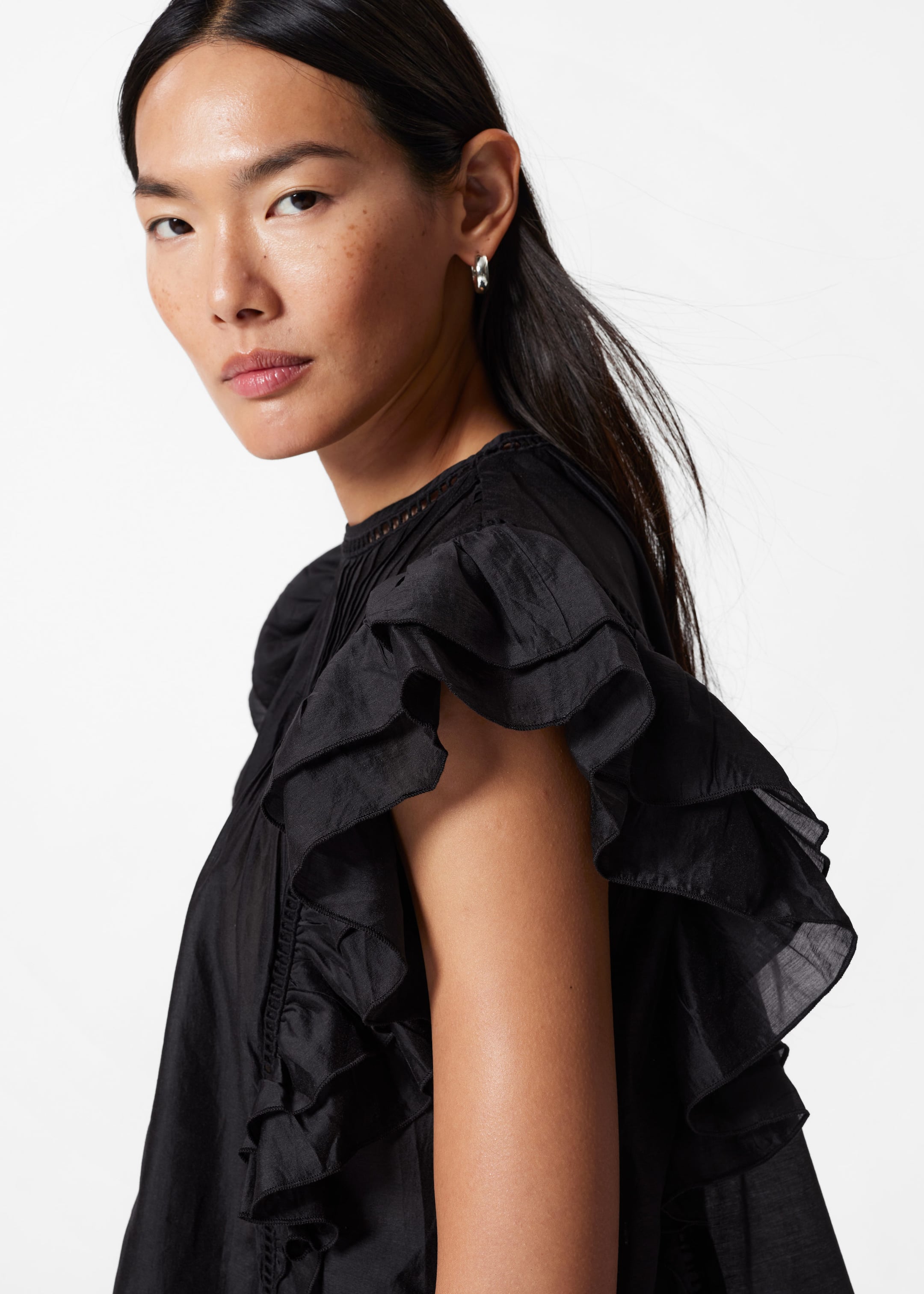 Ruffled Top - Black - Lookbook