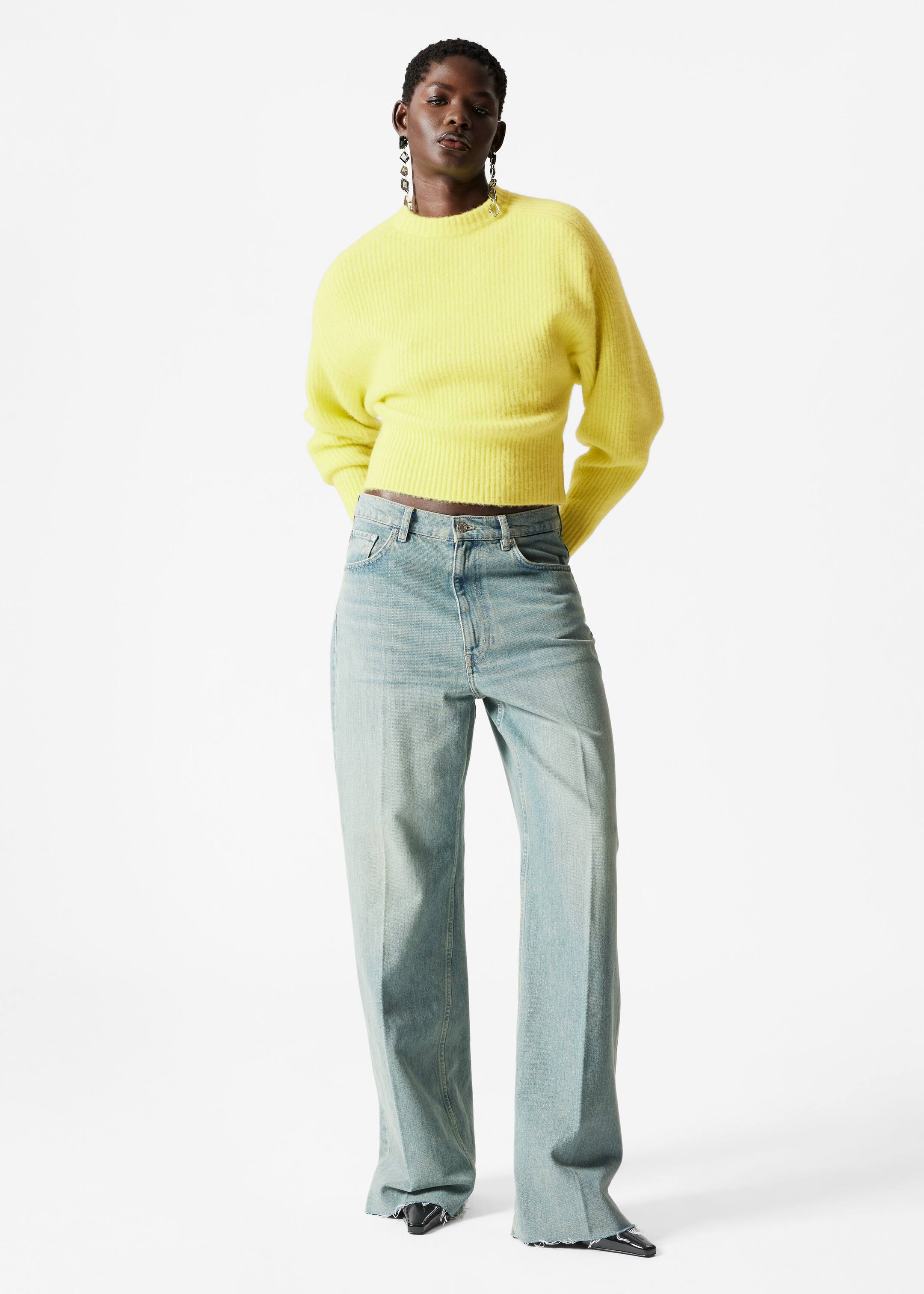 Ribbed-Knit Mock-Neck Jumper - Yellow - Lookbook