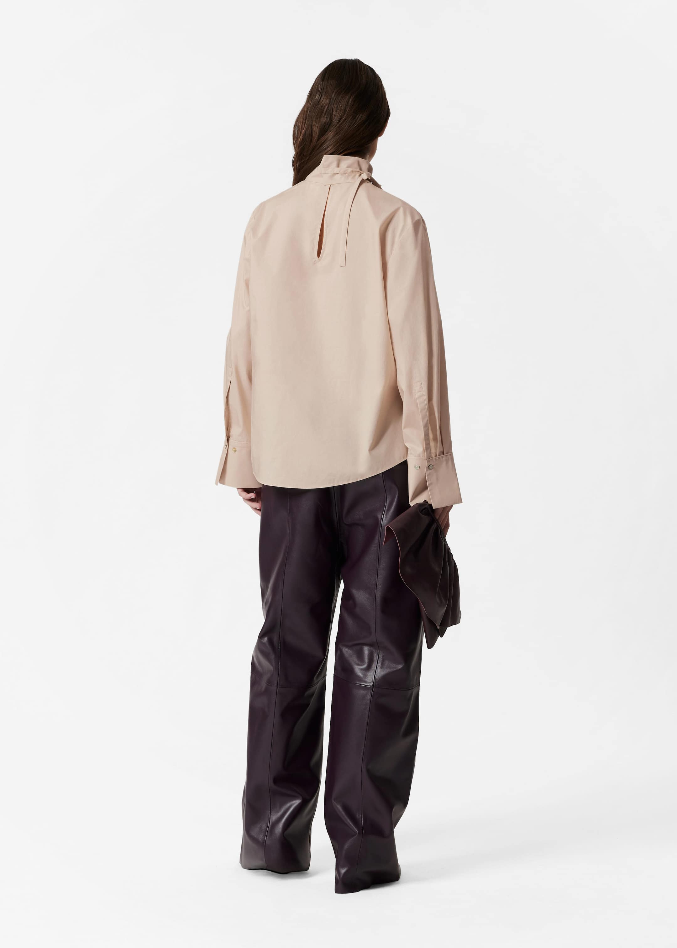 Blouse imprimée à nœud - Beige - Lookbook