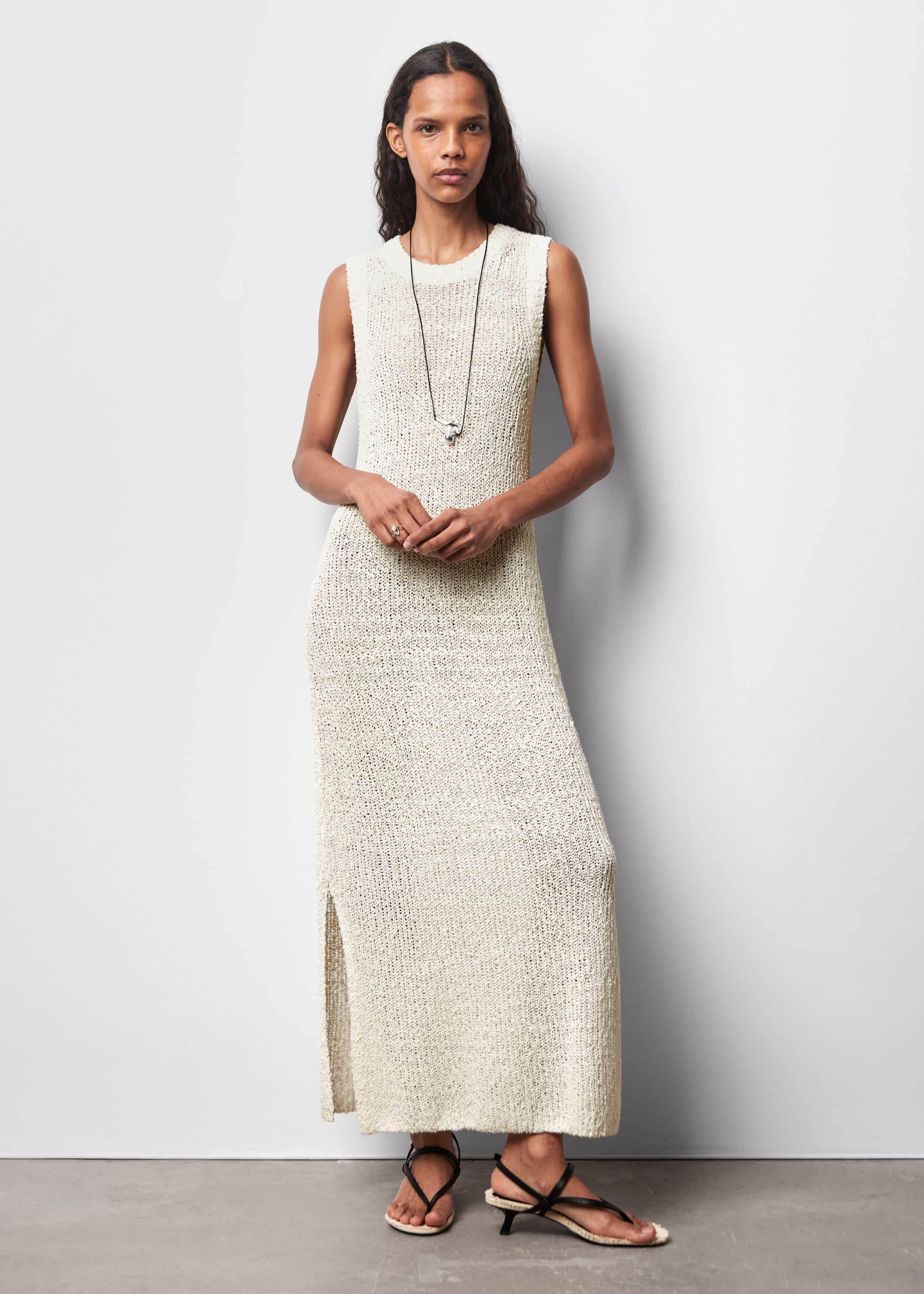 Image of Sleeveless Silk-Blend Midi Dress