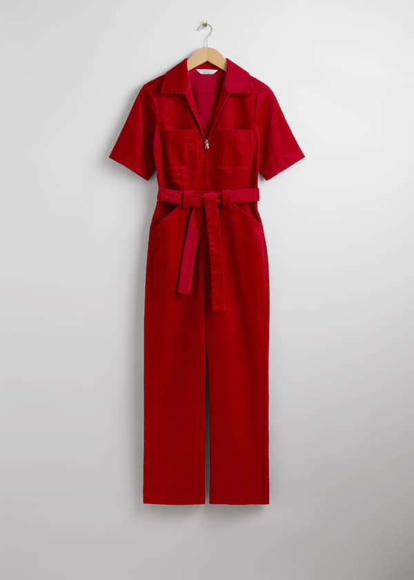 Belted Corduroy Jumpsuit