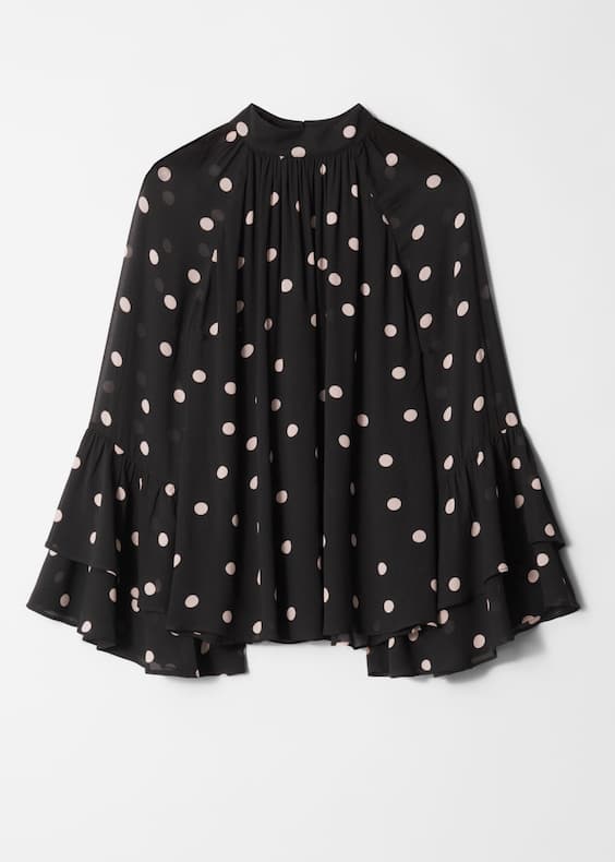 Flounced Stand-Collar Blouse