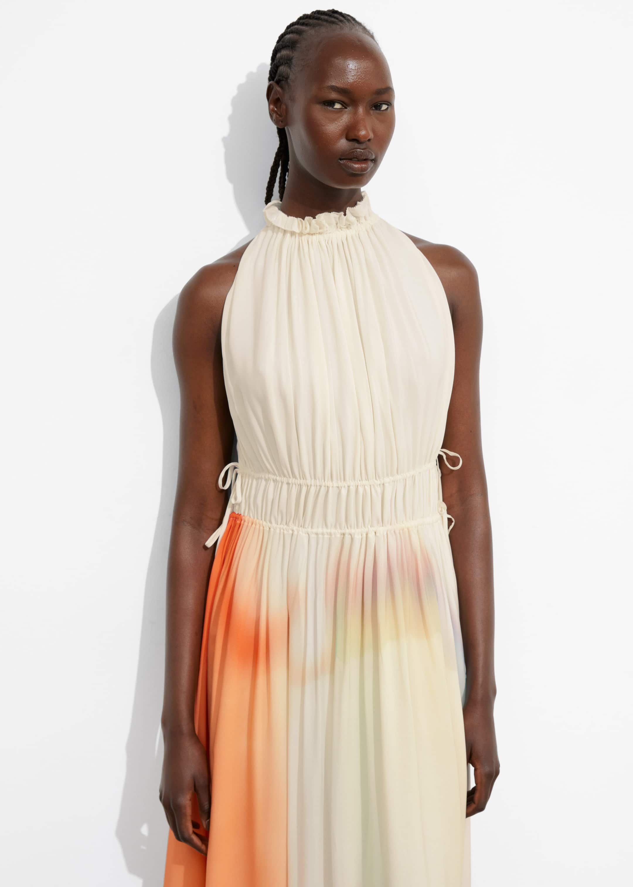 Sleeveless Maxi Dress - Cream/Orange/Lilac - Lookbook